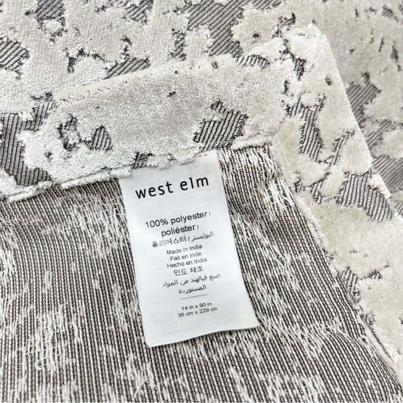 WEST ELM Silver Gray Fog ALLOVER TEXTURED JACQUARD VELVET Table Runner 14” X 90” - Picture 5 of 8